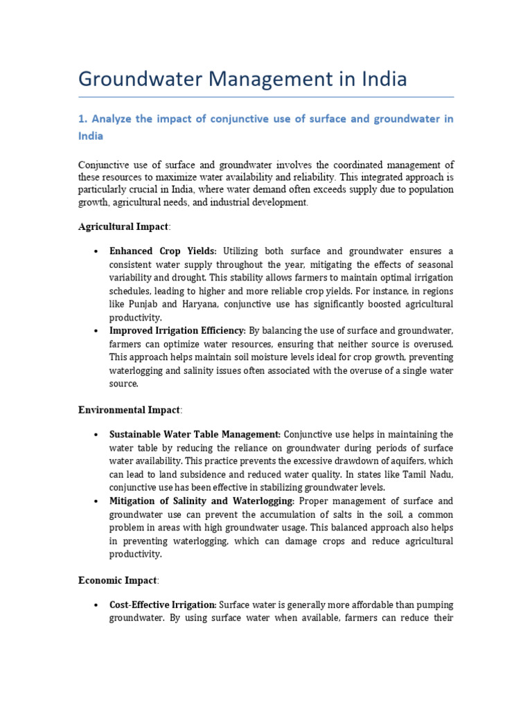 Groundwater Management in India | PDF | Groundwater | Water Pollution