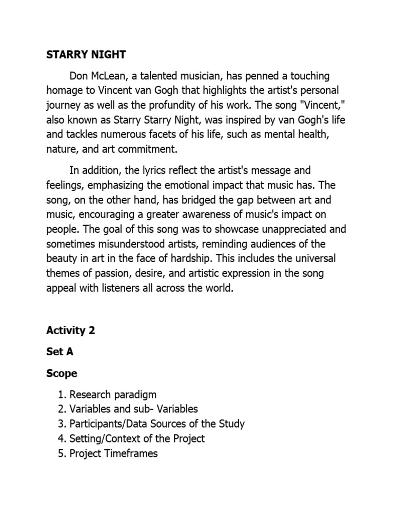 Starry Night Song Nativity