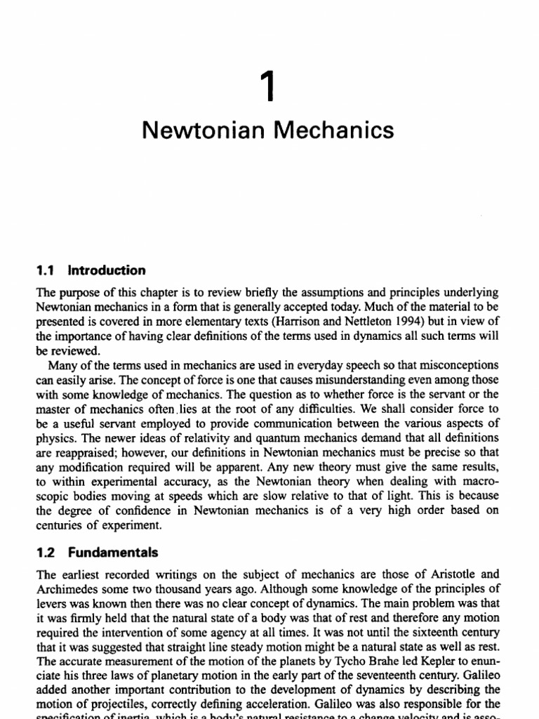 1 Newtonian Mechanics | PDF | Force | Mass