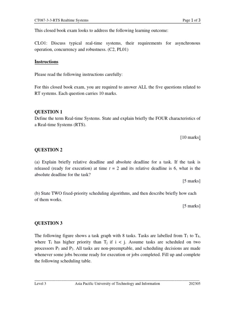 RTS Exam Overview and Requirements | PDF | Real Time Computing ...