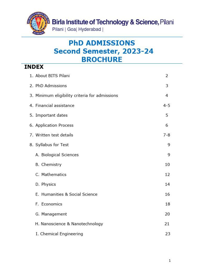 Phd Brochure Sem 2 2023 24 Pdf Partial Differential Equation