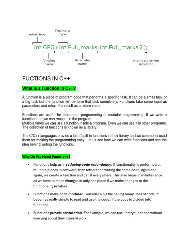 FUCTIONS IN CPP BY MR Sonwabiso | PDF | Programming | Computer Program