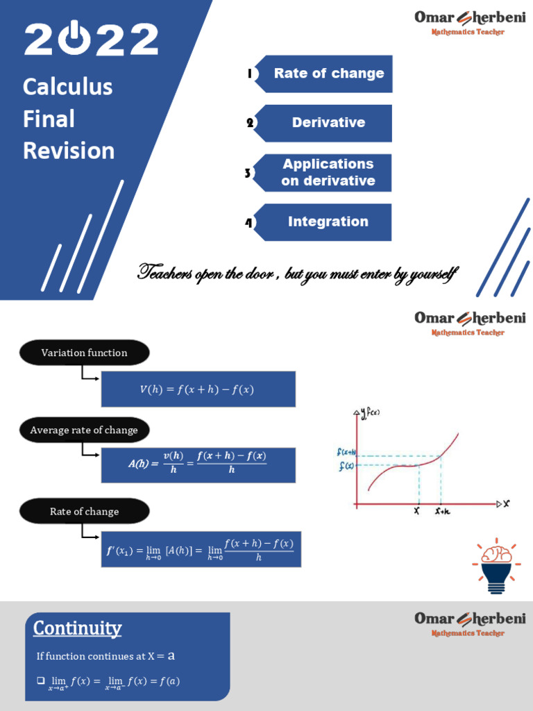 Calculus Exam Prep Guide | PDF | Derivative | Slope