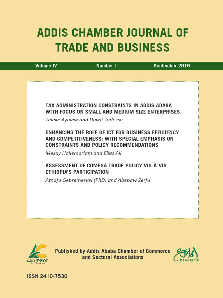2019 Addis Chamber Journal of Trade and Business Volume 4 | PDF | Taxes |  Value Added Tax