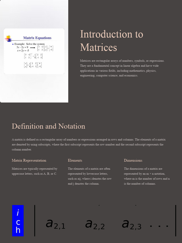 Introduction To Matrices | PDF | Matrix (Mathematics) | Determinant