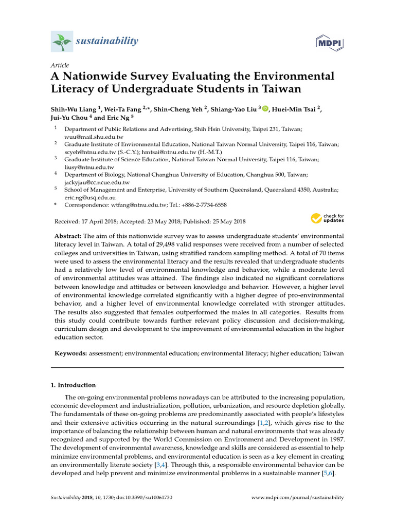 A Nationwide Survey Evaluating The Environmental L | PDF | Survey ...