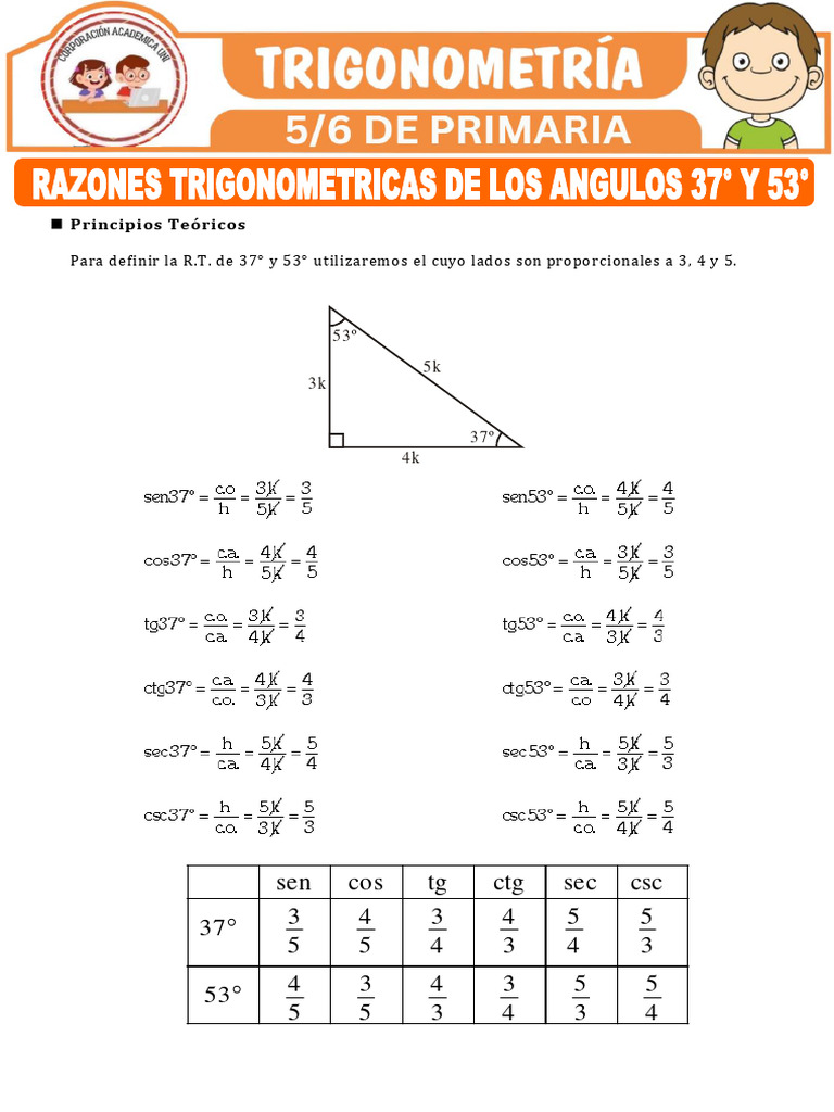 Cálculos con triángulo 37° y 53° | PDF