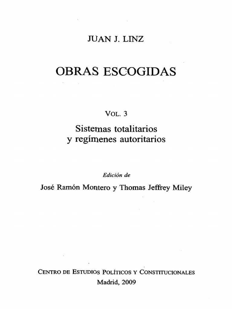 Linz, Juan J. - Sistemas Totalitarios y Regímenes Autoritarios | PDF ...