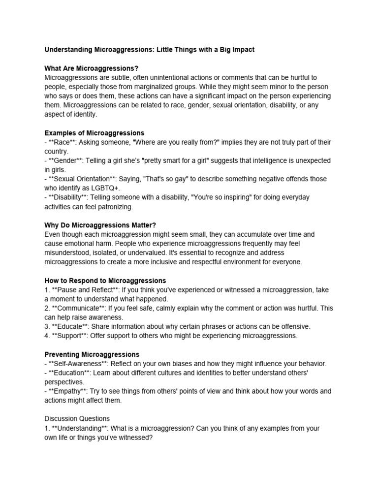 Microaggressions Content | PDF | Empathy | Human Communication