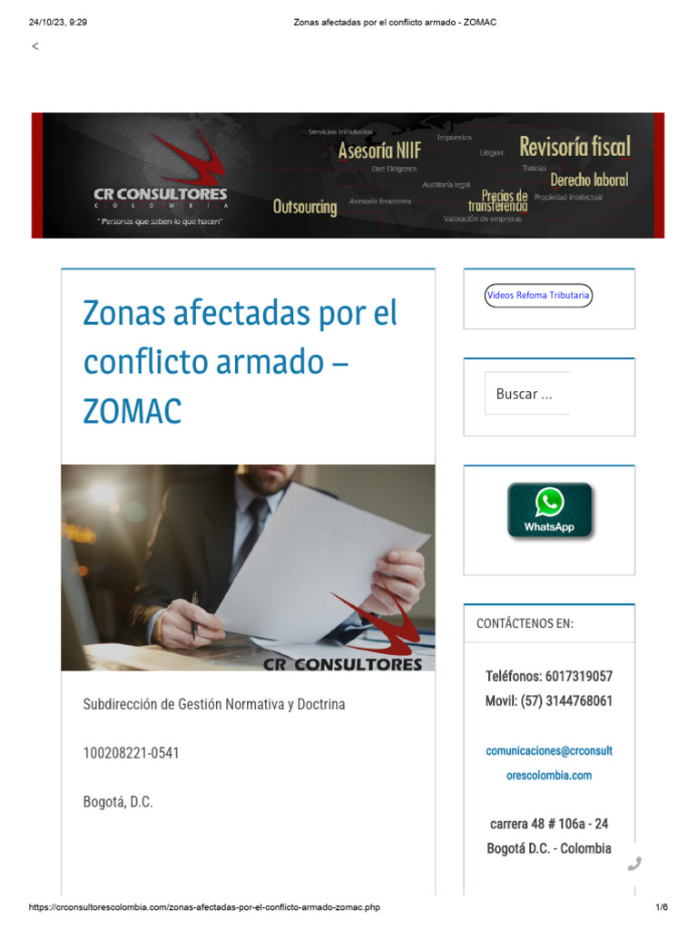 Zonas Afectadas Por El Conflicto Armado - ZOMAC | PDF