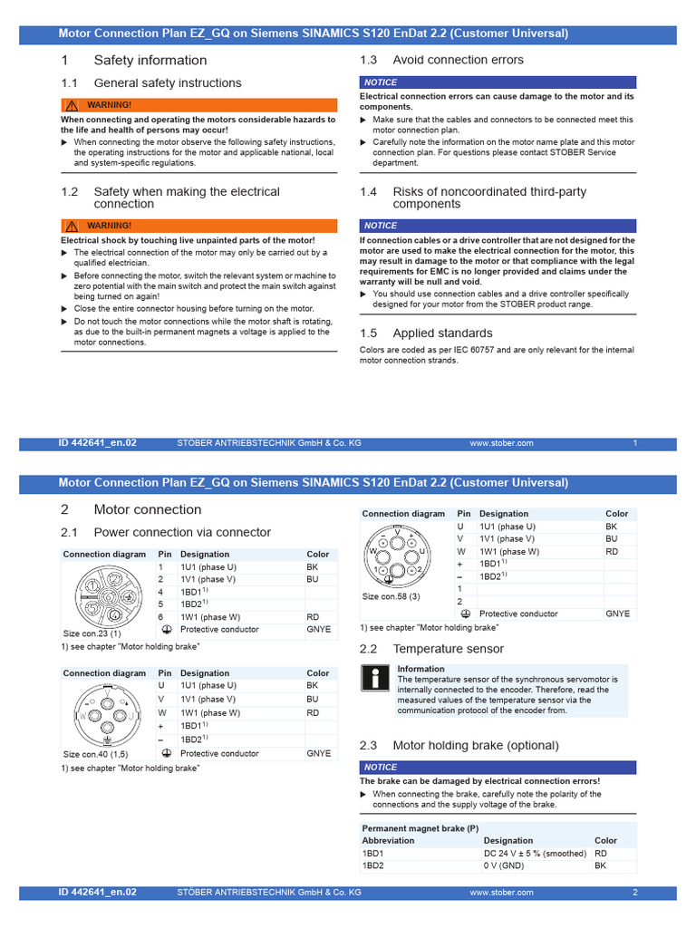 Siemens S120 Motor Connection Guide | PDF | Electrical Connector ...