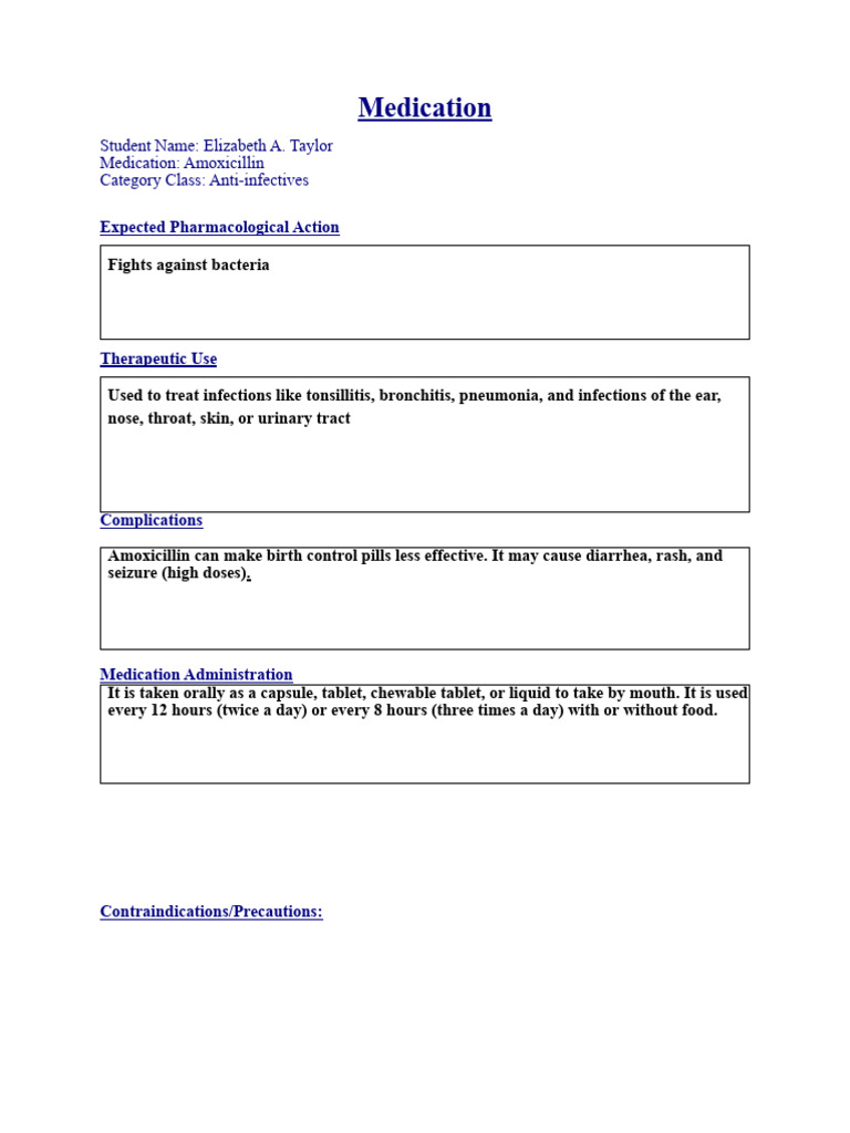Taylor - Med142A65 - Medication Card Revised - Taylor | PDF ...