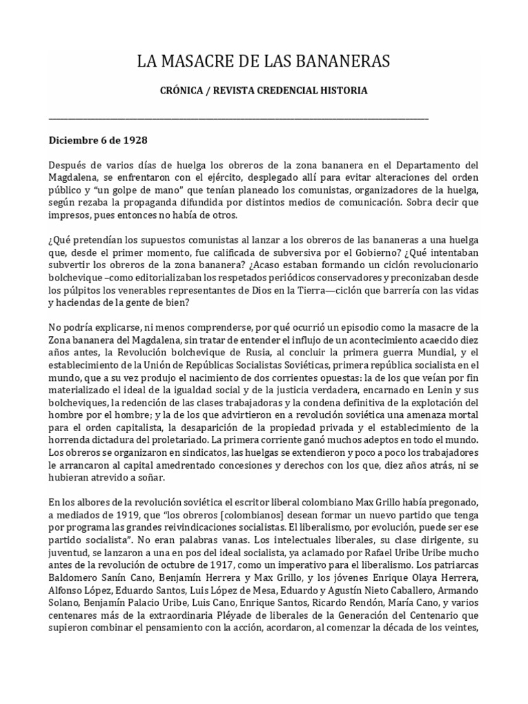 La Masacre de Las Bananeras | PDF | Comunismo | Socialismo