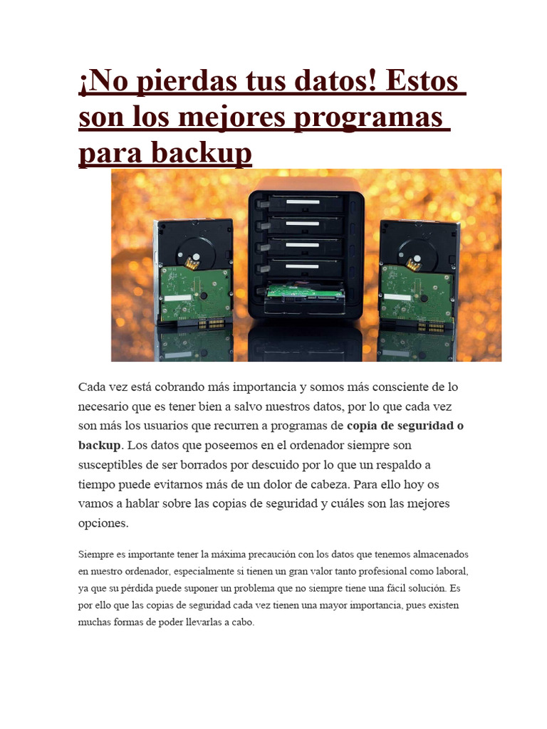 Mejores programas de backup gratis | PDF | Apoyo | Computación en la nube