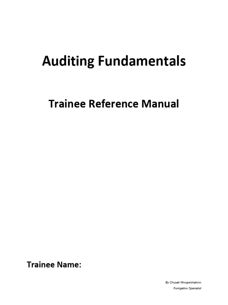 Auditing Fundamentals Trainee Manual | PDF | Audit | Auditor's Report