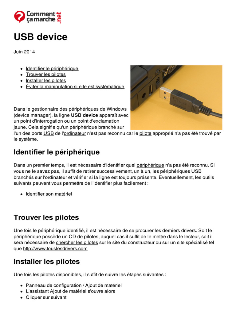Installer et Identifier un Périphérique USB | PDF | Registre Windows ...
