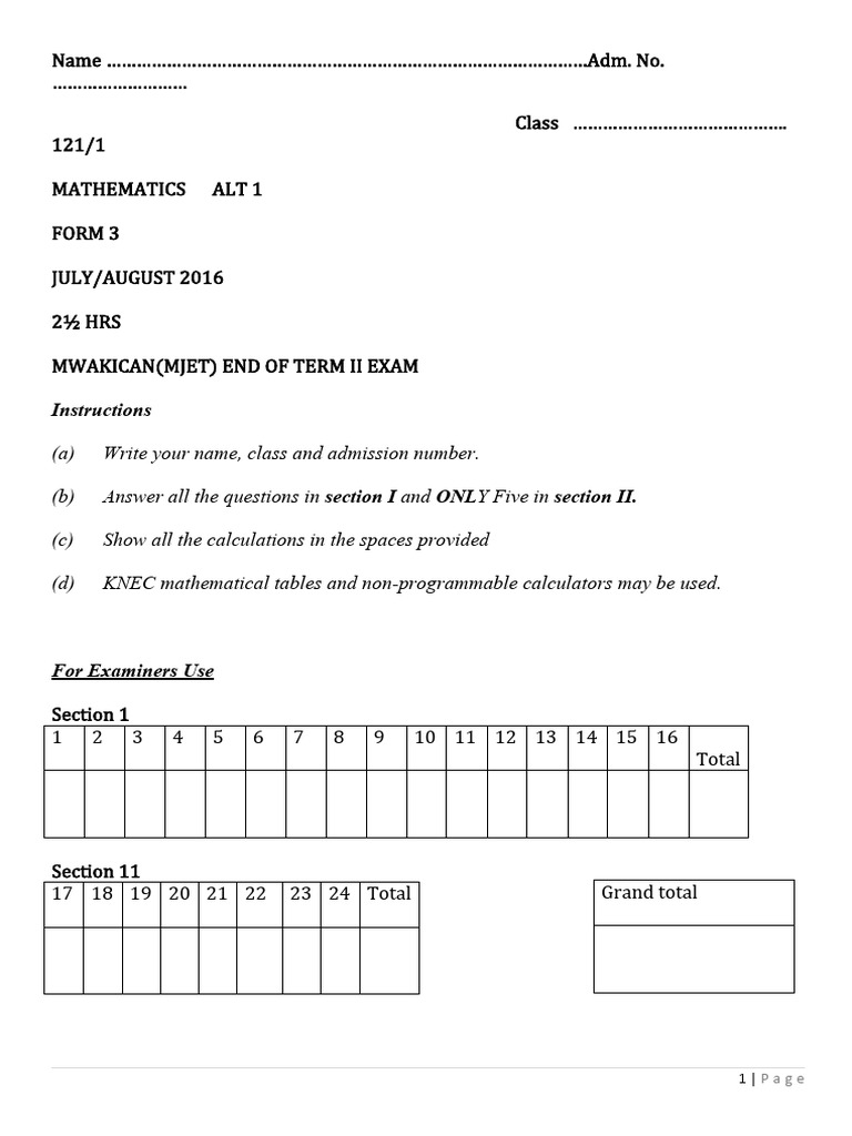 Maths f3 p1 Mod15042022001 | PDF | Applied Mathematics | Mathematical ...