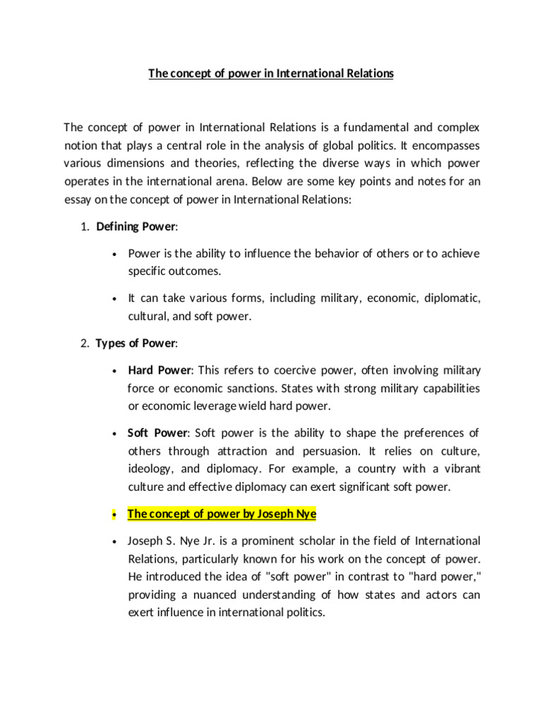 Power Dynamics in International Relations | PDF | Soft Power | Power ...
