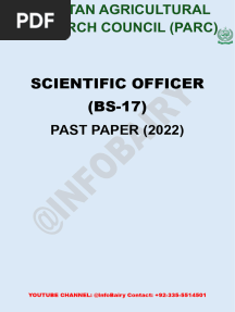 Scientific Officer - PARC Past Paper