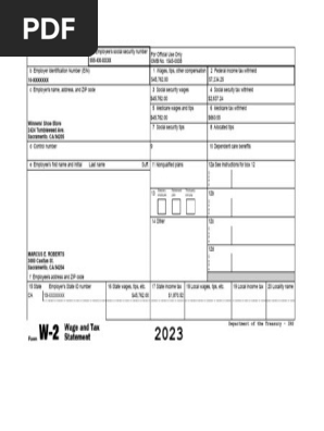 Marcus Roberts W-2 Form