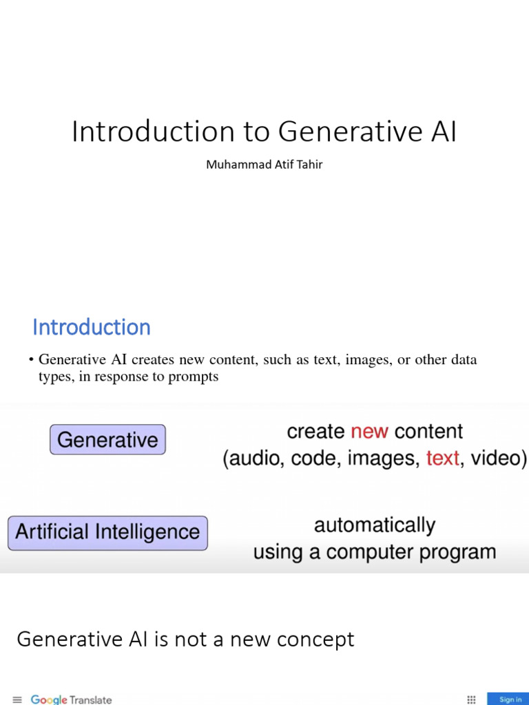 Introduction to Generative AI | PDF | Artificial Intelligence ...