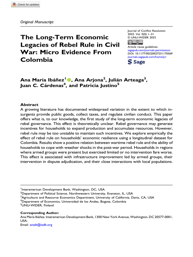 Ibanez et al 2023 the long term economic legacies of rebel rule in