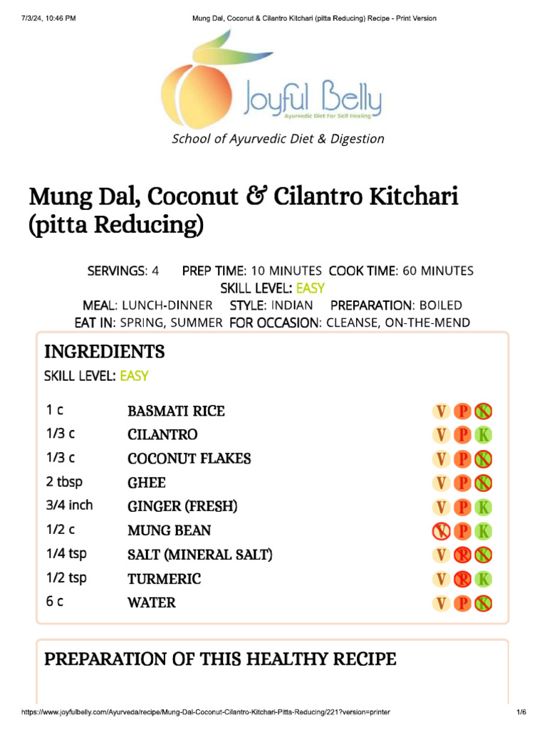 KitChari Recipe | PDF