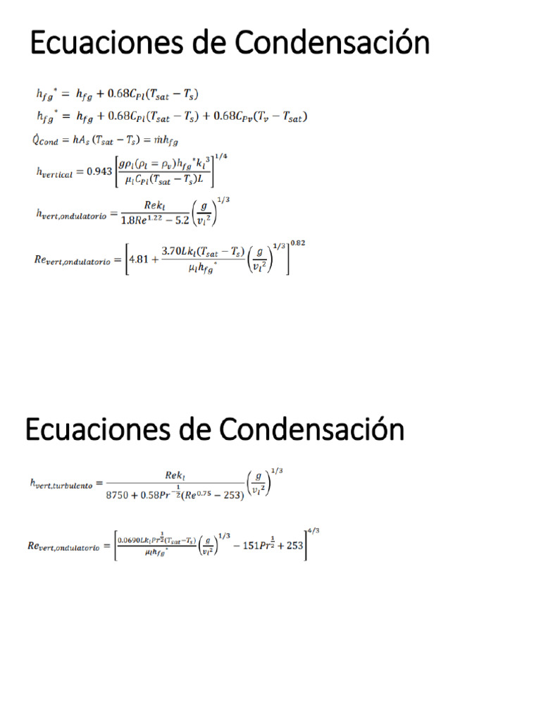 Ecuaciones de Condensación y Evaporación | PDF