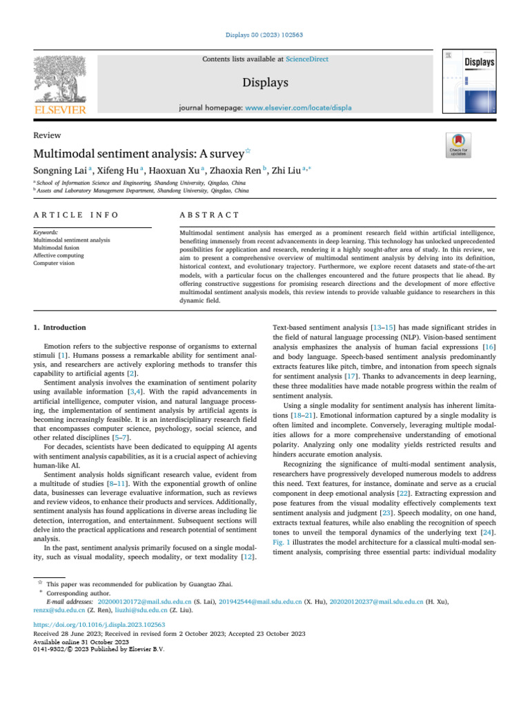 Survey of Multimodal Sentiment Analysis | PDF | Artificial Intelligence ...