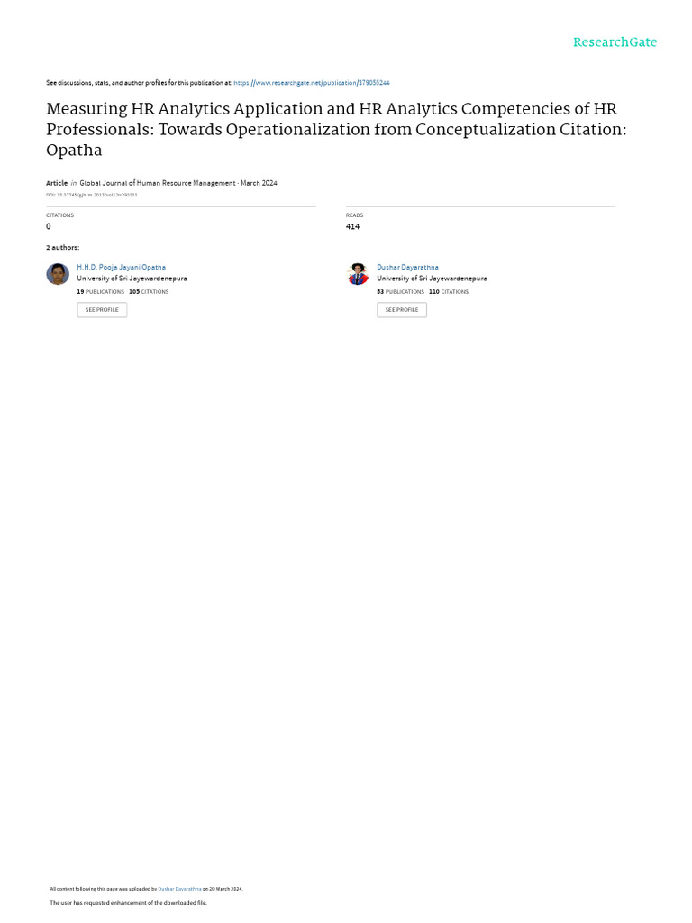 HR Analytics Competencies Measurement | PDF | Analytics | Human ...