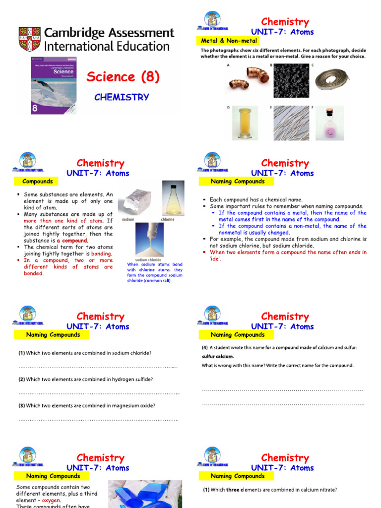 Pre IGCSE Chemistry 8 | PDF