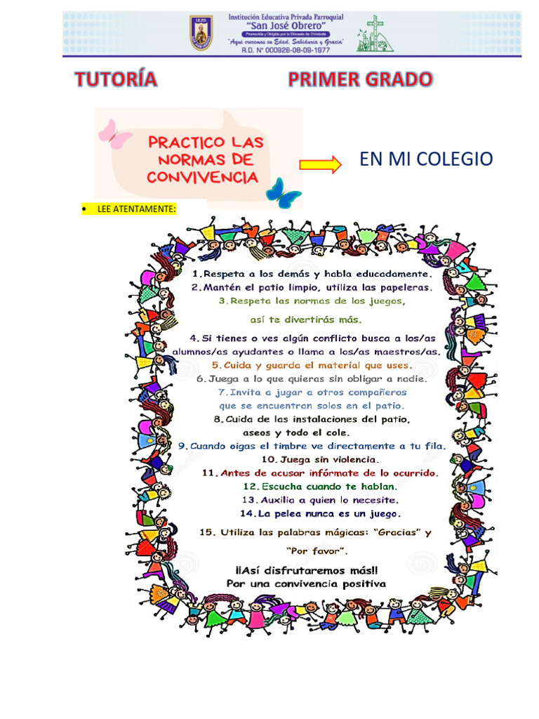 Mis Normas de Convivencia en El Colegio | PDF