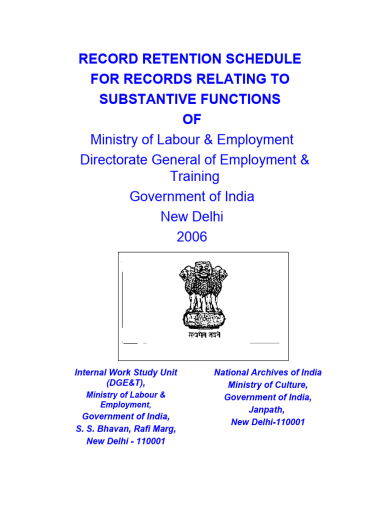 Record Retention Schedule 2006 | PDF | Apprenticeship | Records Management