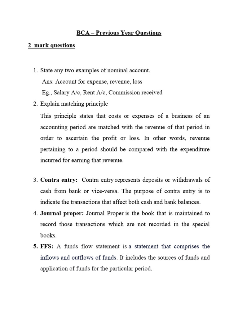 BCA - Important Topics Part 2 | PDF | Debits And Credits | Accounting