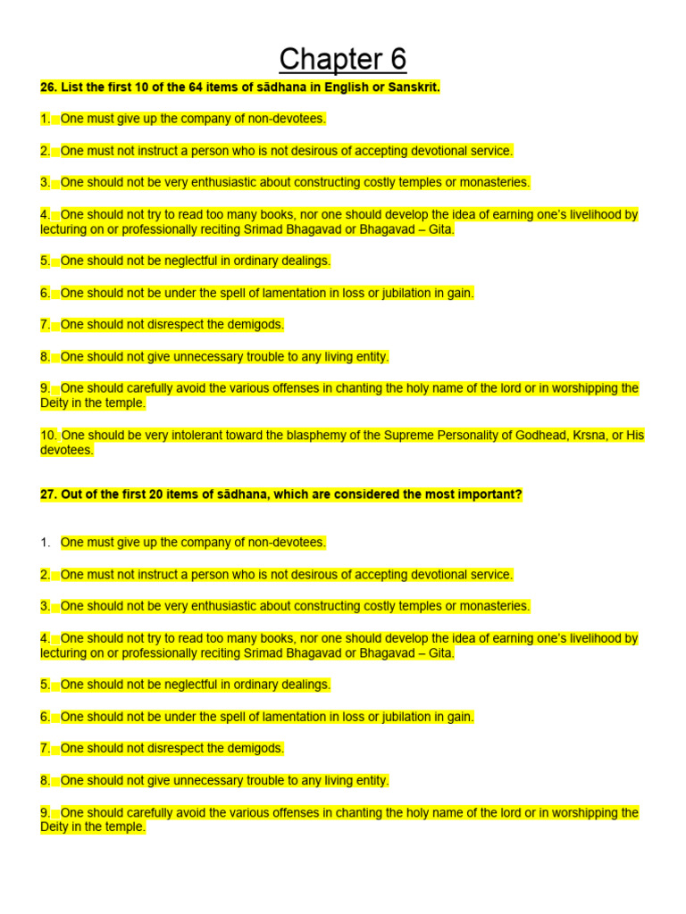 Chapter 6 & 7 Answers | PDF | Bhagavad Gita | Krishna