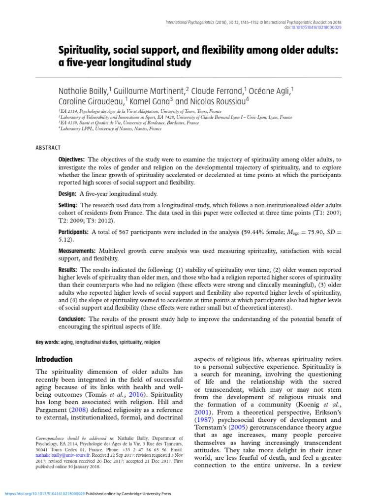 Spirituality Growth in Older Adults Study | PDF | Spirituality | Social ...