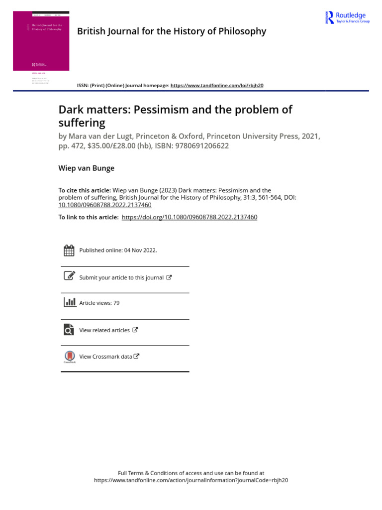 Pessimism and Suffering in Philosophy | PDF | Arthur Schopenhauer ...
