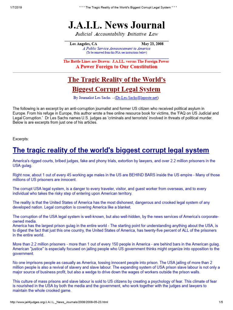 US Legal System Corruption Exposed | PDF | Corruption | Judge