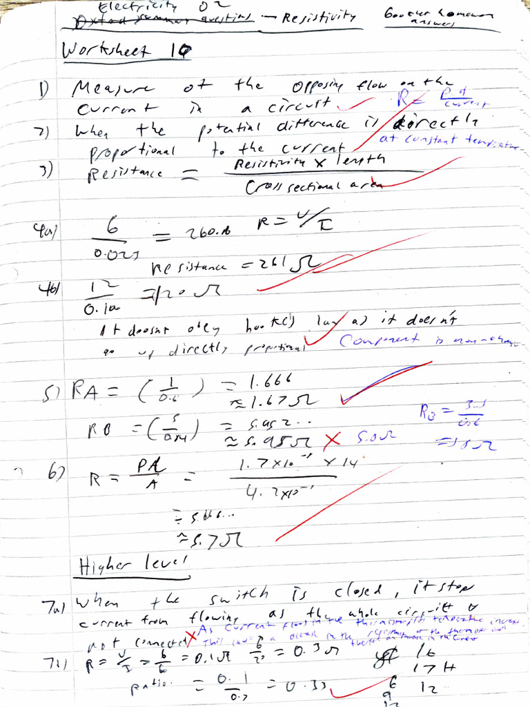 Electricity 02 -Booklet homework answers | PDF