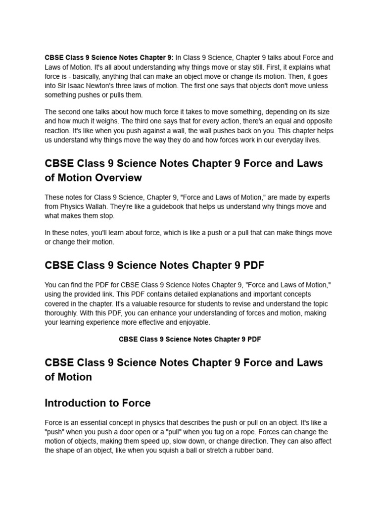 Forces And Laws Of Motion Pdf Force Momentum