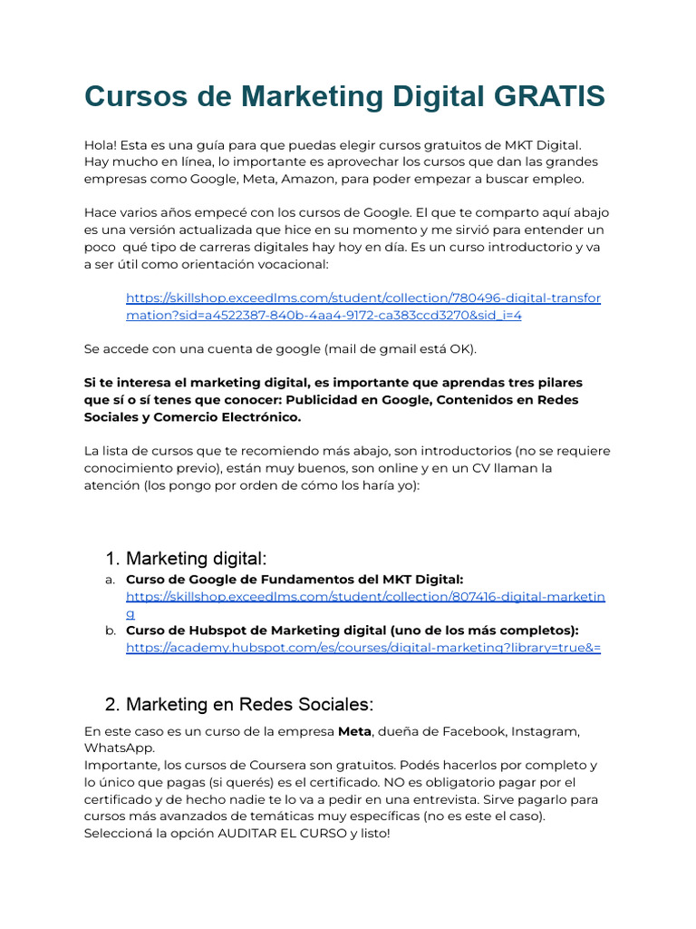 Cursos Gratuitos de Marketing Digital | PDF | Publicidad digital ...