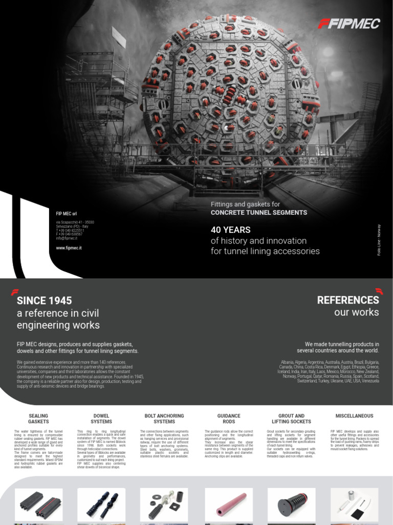 Tunnel Lining Accessories by FIP MEC | PDF | Screw | Mechanical Engineering