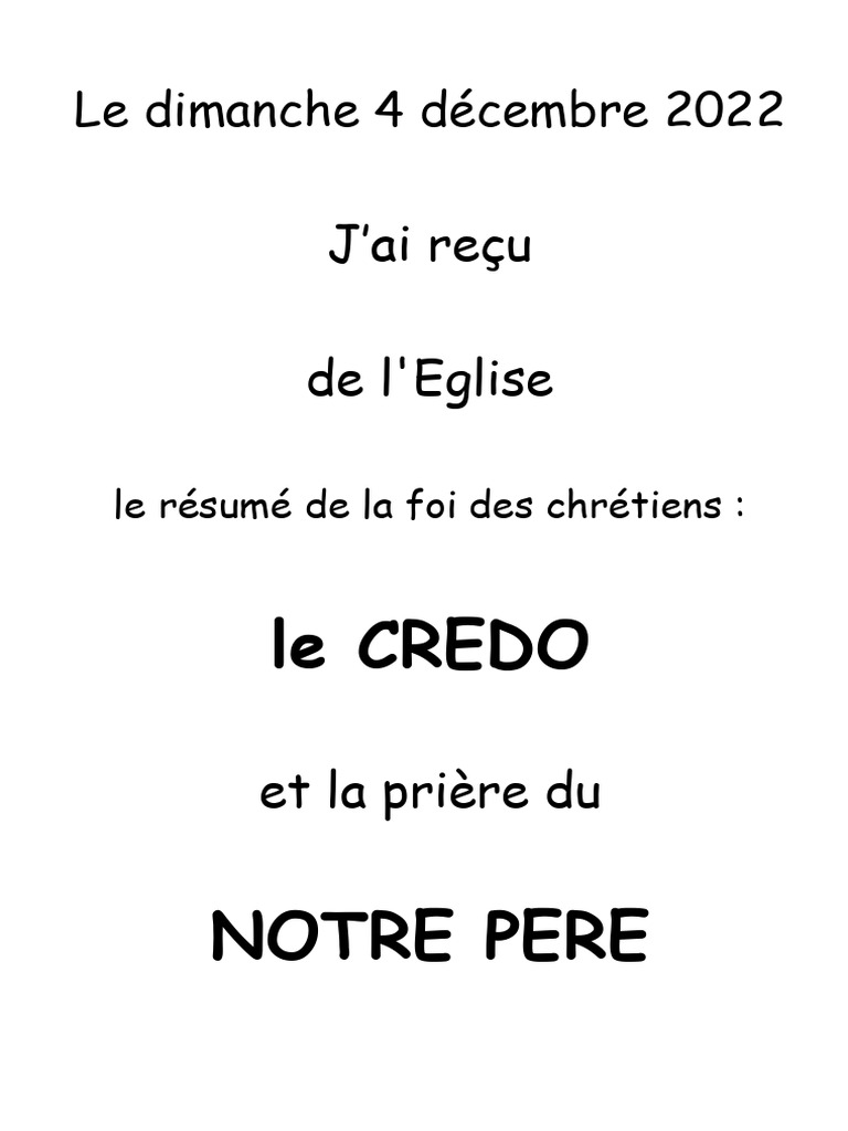 Résumé du Credo et Notre Père | PDF | Doctrines et croyances ...