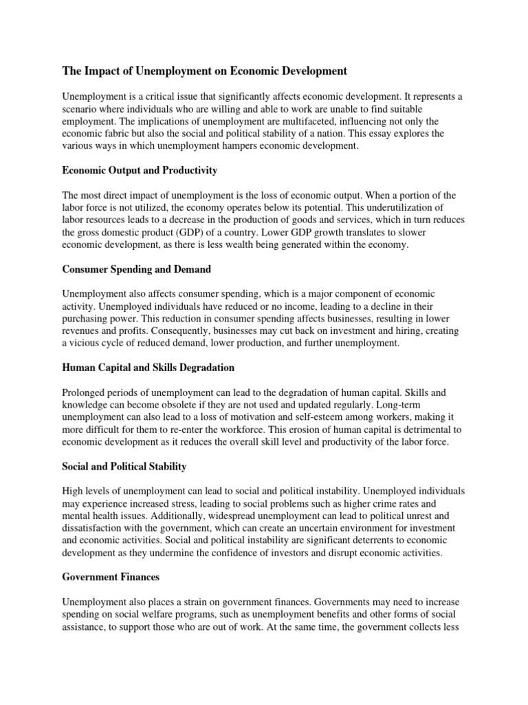 The Impact of Unemployment On Economic Development | PDF | Unemployment ...