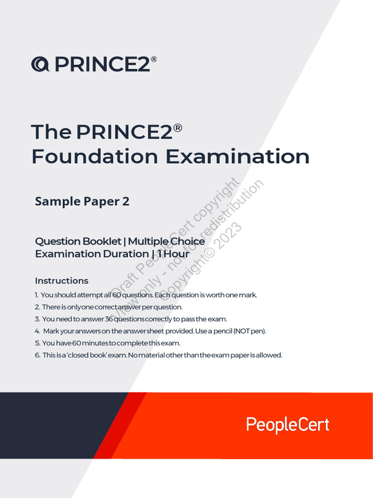 PRINCE2 Foundation Exam Sample Paper 2 | PDF | Risk | Risk Management