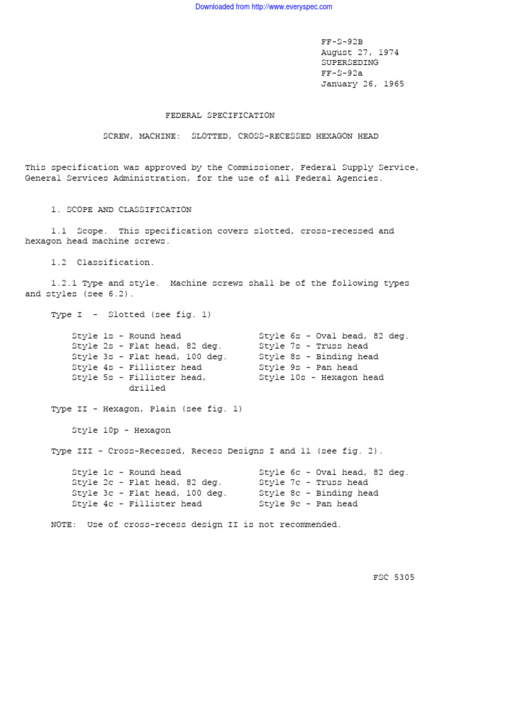 FF S 92B | PDF | Screw | Steel
