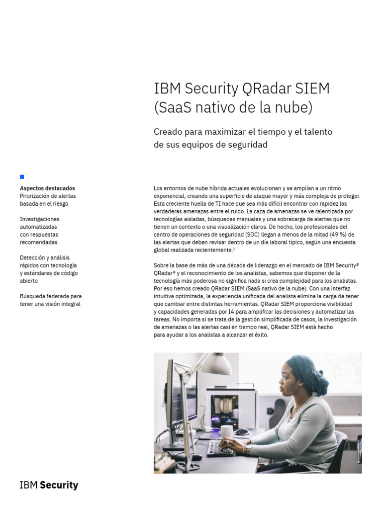 IBM Security QRadar SIEM (SaaS Nativo de La Nube) | PDF | Inteligencia ...