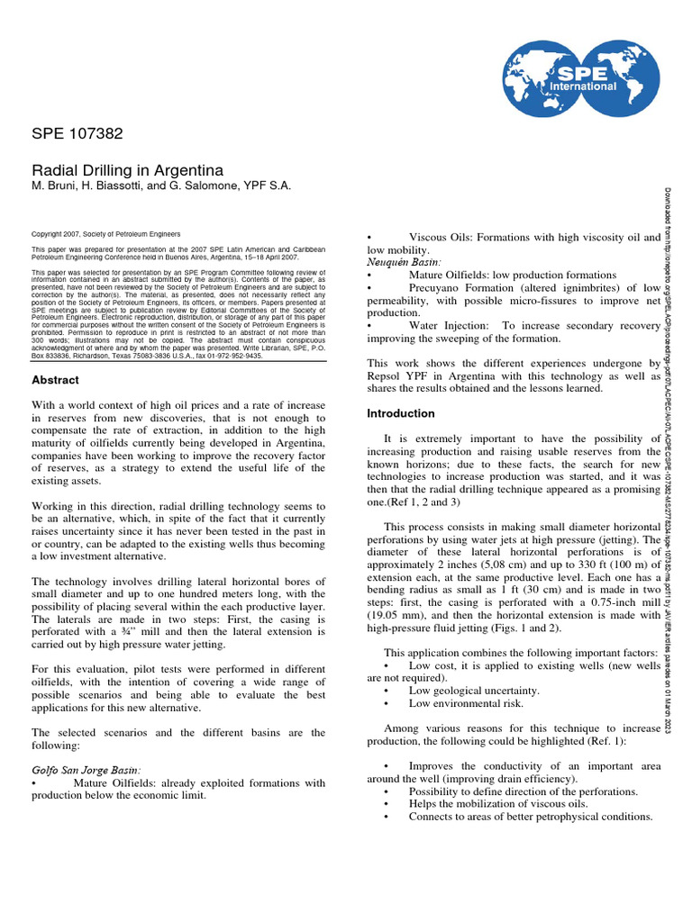 Spe 107382 msARG | PDF | Petroleum Reservoir | Oil Well