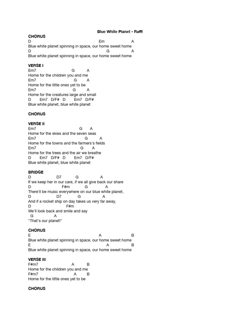 Blue White Planet - Raffi | PDF | Language Arts & Discipline | Art