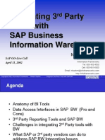 Integrating 3 Party Tools With SAP Business Information Warehouse